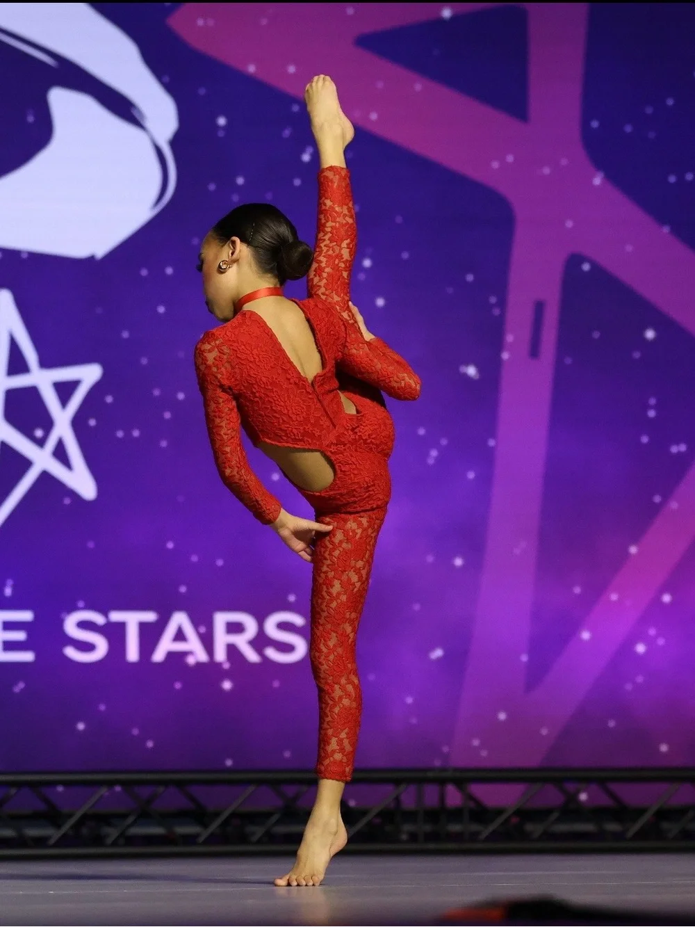 Custom child Red lace cut out unitard dance costume fits child 7/8